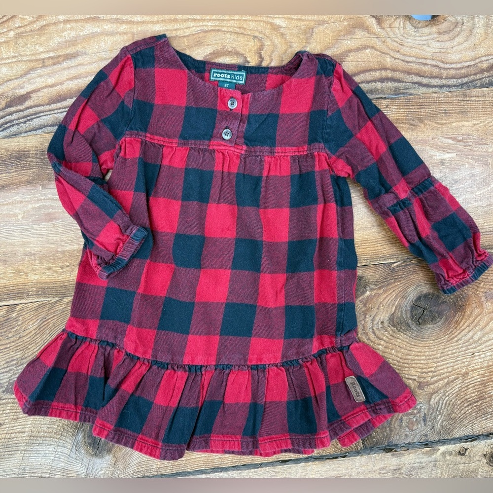 Roots Kids Red and Black Plaid Dress